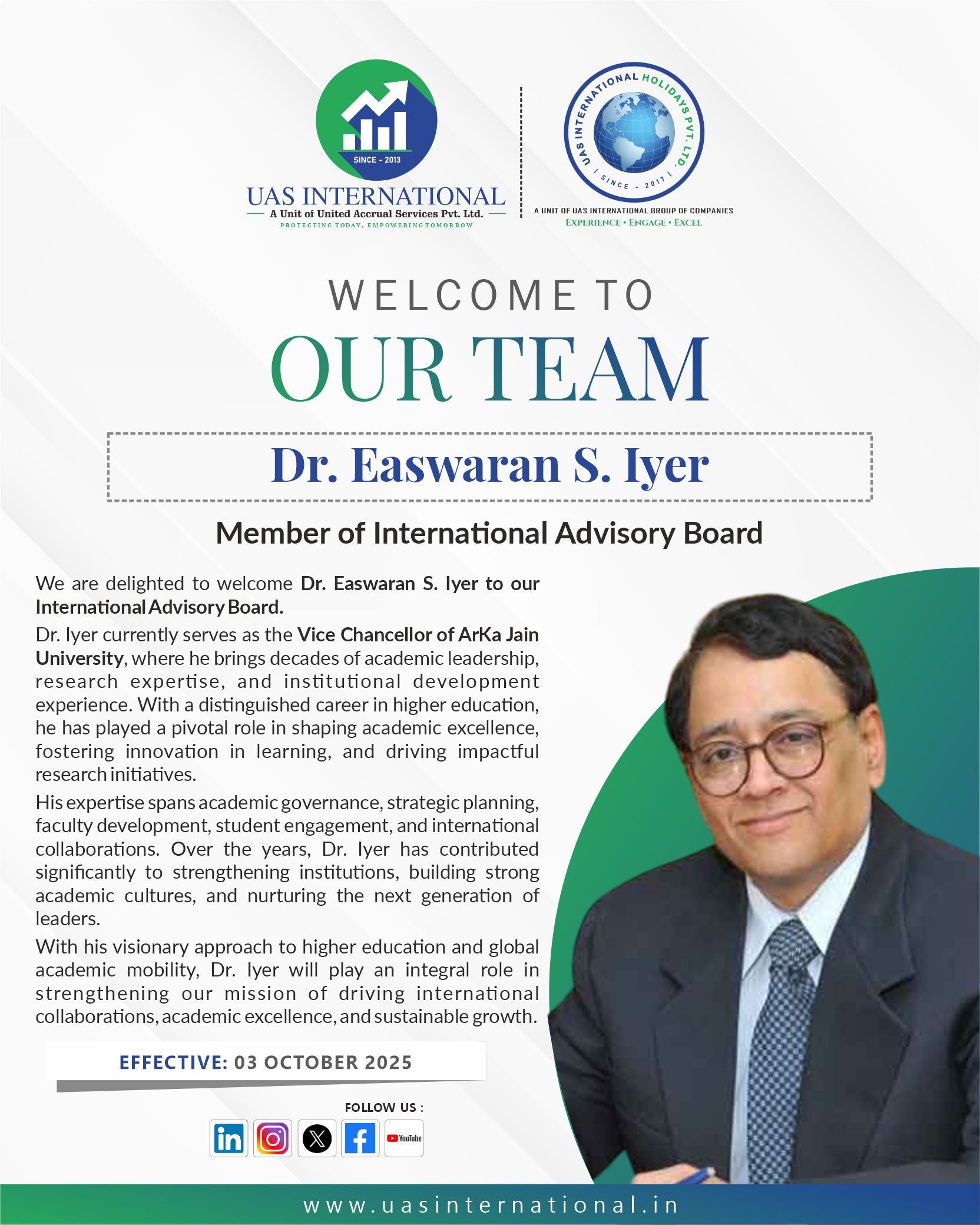 Dr. Easwaran S. Iyer